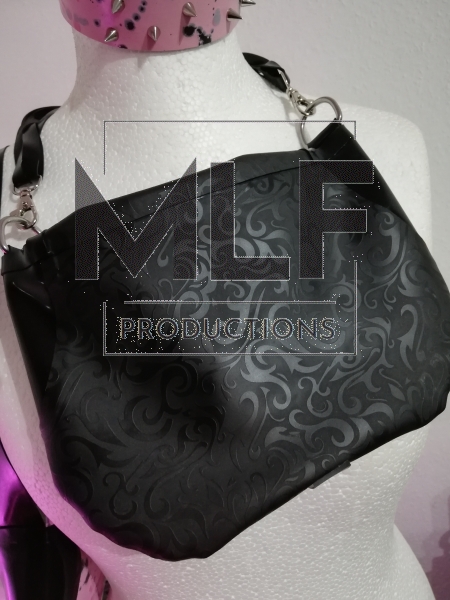 Latex Handtasche - schwarz Strukturlatex